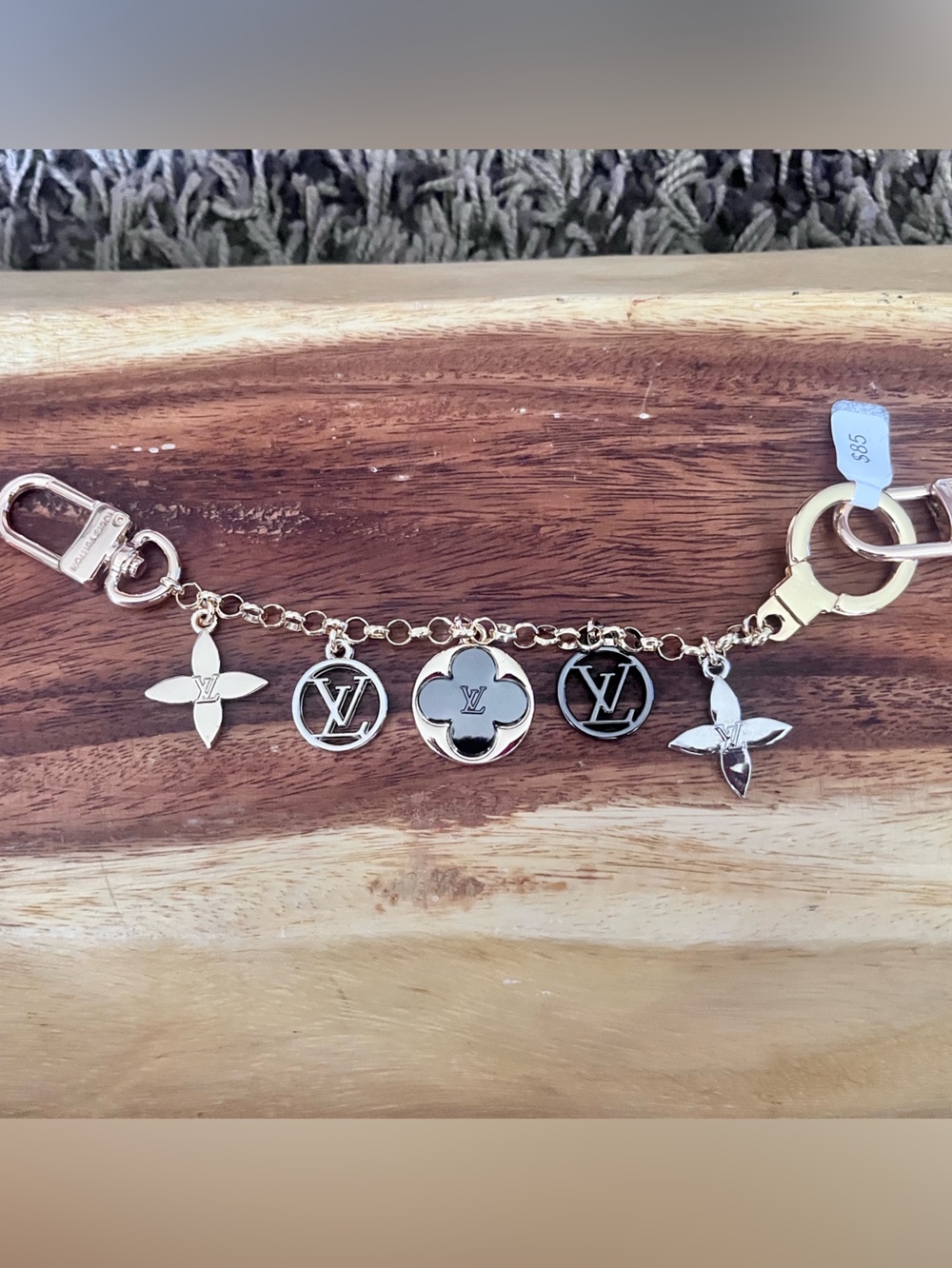 Louis Vuitton Gold and Silver Charm Chain Keyring